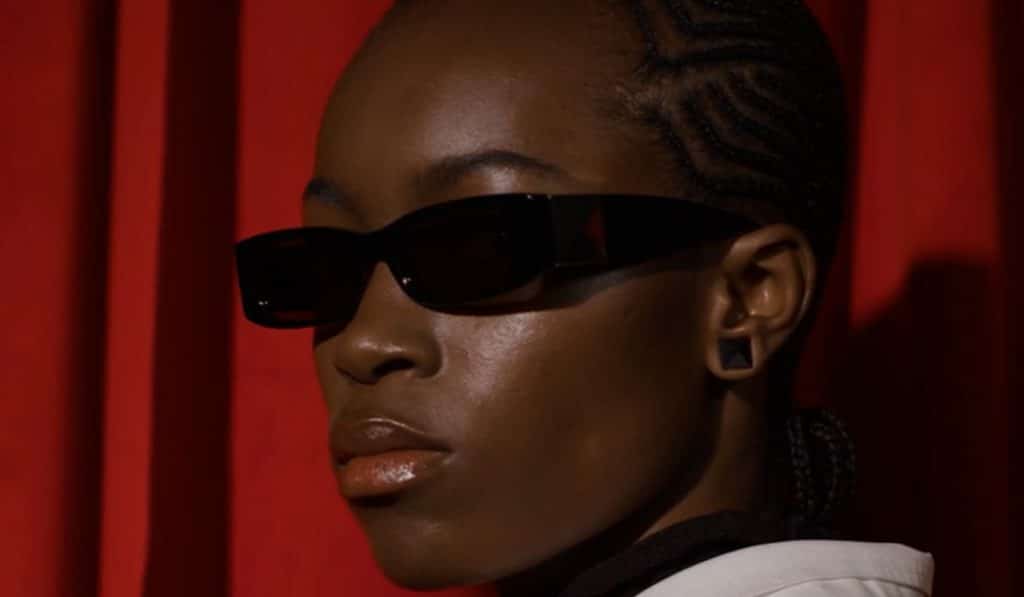 Black rectangular Sunglasses from Valentino's Act collection