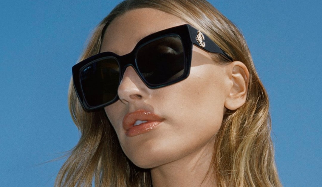 Hailey Bieber Shows New Eyewear Styles from Jimmy Choo Fall/Winter 2022 collection