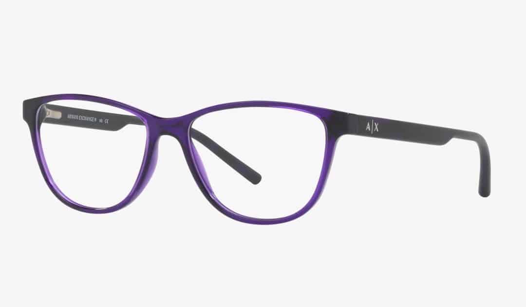 Cat-eye plastic women's eyeglasses AX3047 from Armani Exchange in violet color