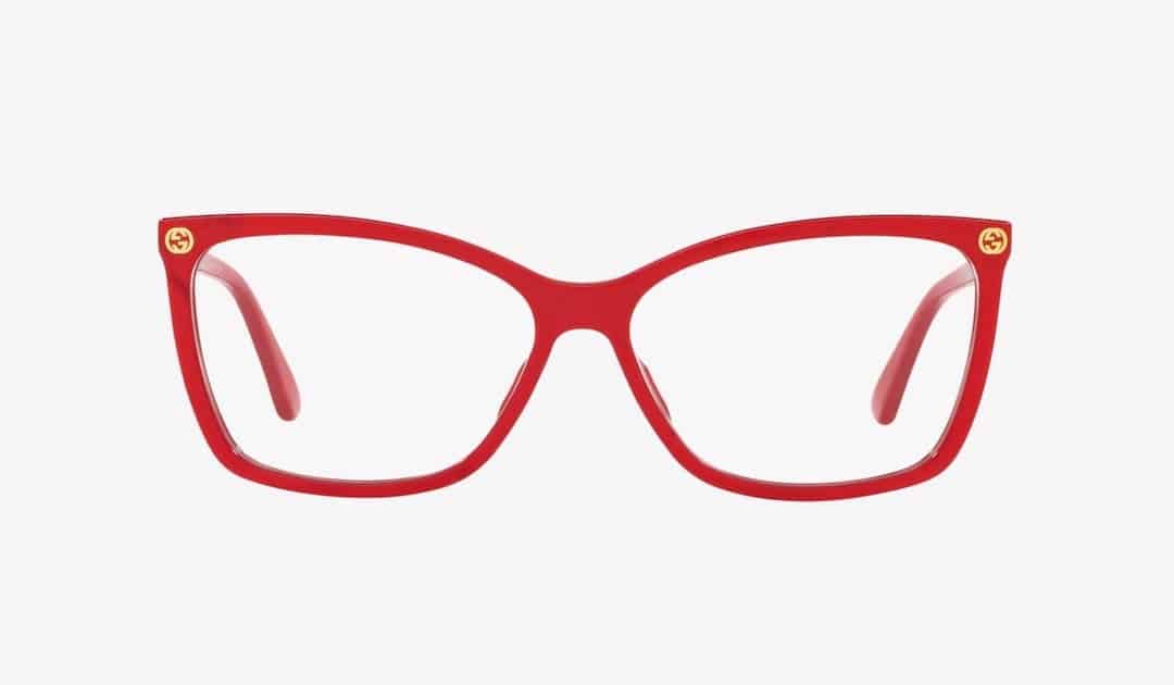 Gucci flirty cat-eye eyeglasses GG0025O for women in passionate red color