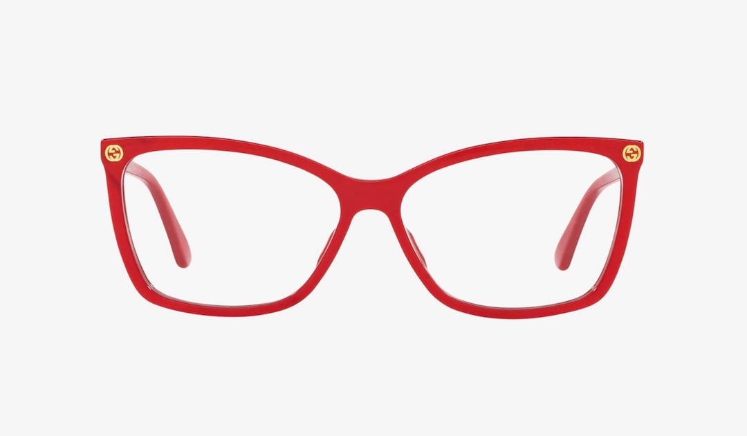 Gucci flirty cat-eye eyeglasses GG0025O for women in passionate red color