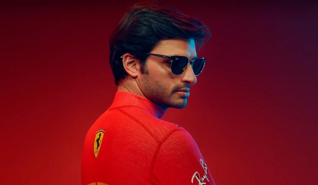 Carlos Sainz wearing Ray-Ban RB3698M for Scuderia Ferrari Limited Edition 