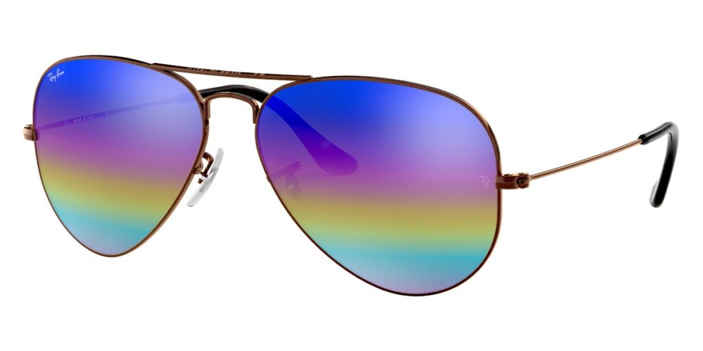 Ray-Ban RB3025 Metallic Dark Bronze/Light Gray Mirrored Rainbow