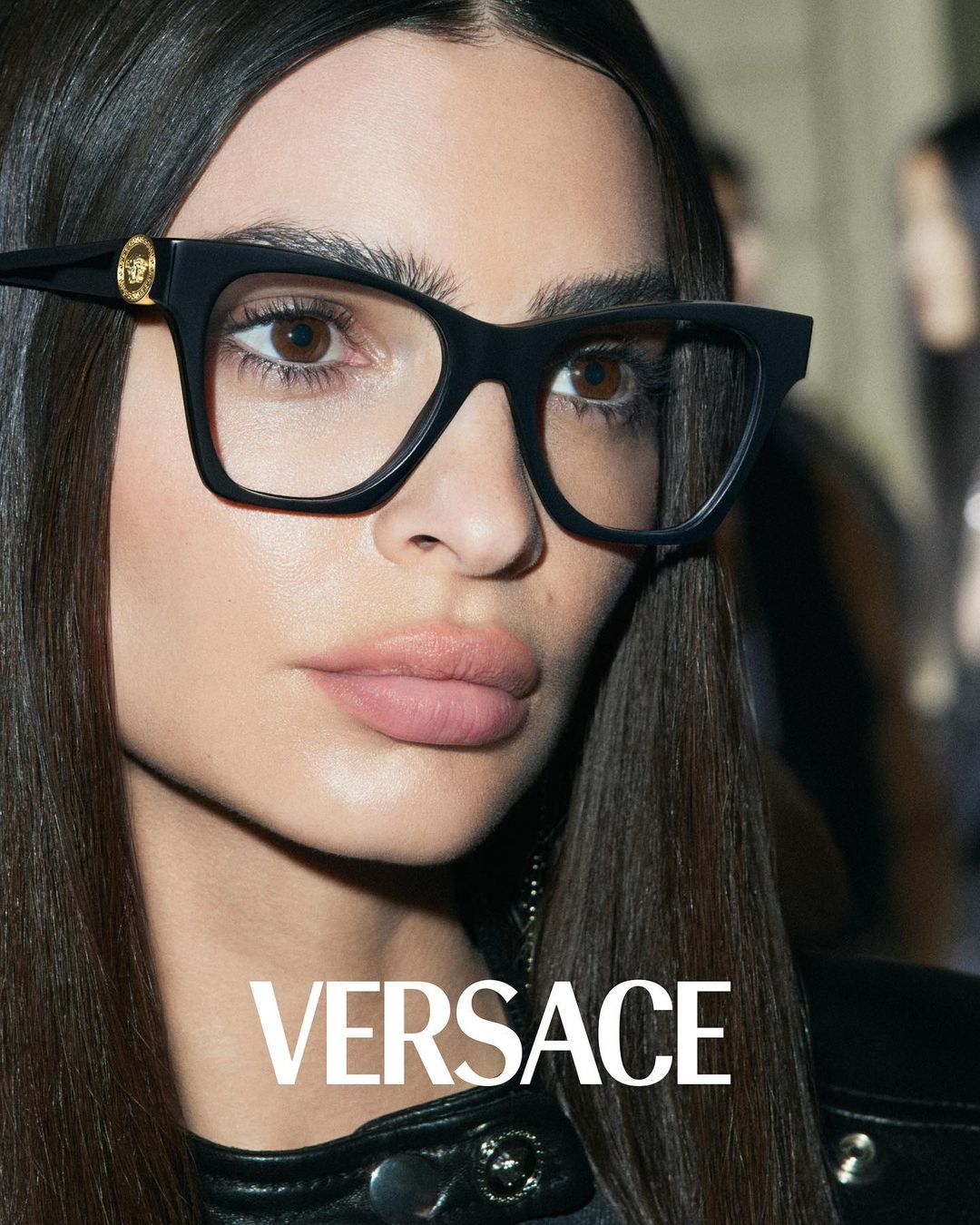 Emily Ratajkowski with black Eyewear Versace