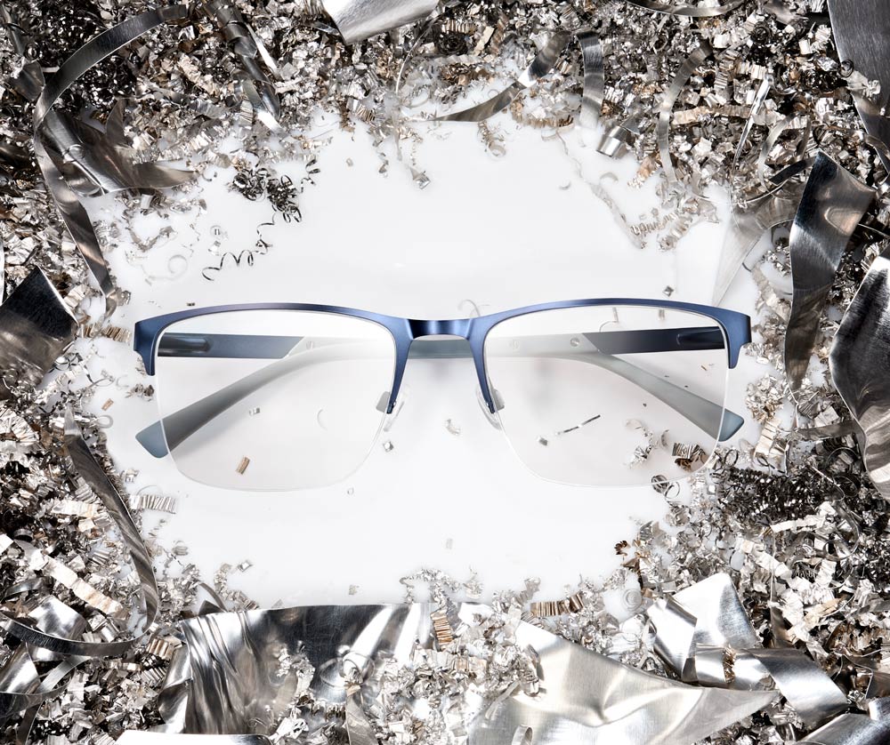 blue glasses that are made from eco products are a great opportunity to help nature and feel elegant in the collection from Altair's Joe FW23