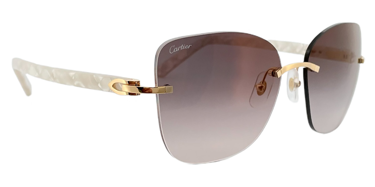 Cartier™ CT0001RS 001 57 - Gold/White Décor C
