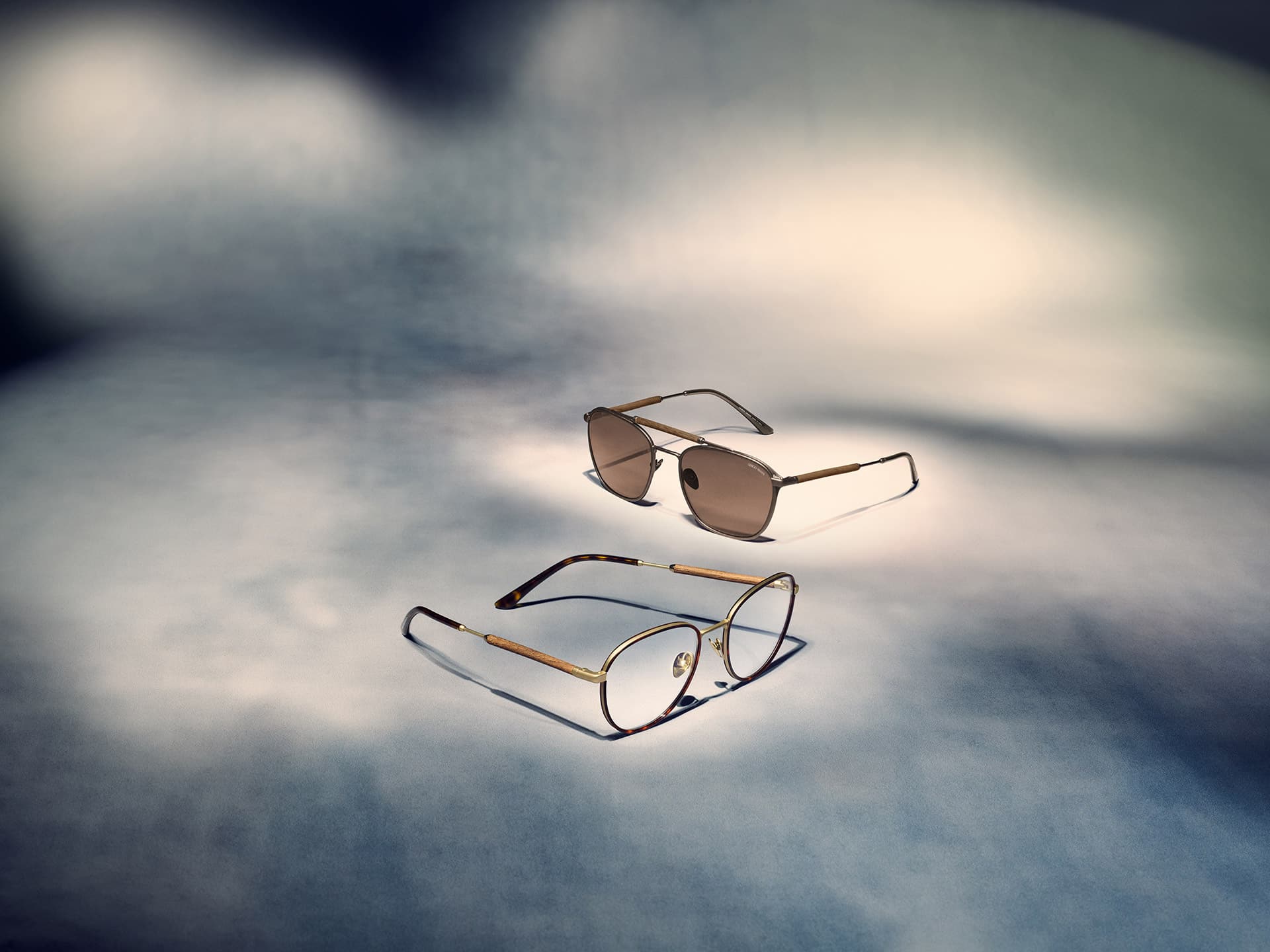 Stylish glasses of the new collection Giorgio Armani Winter 2024