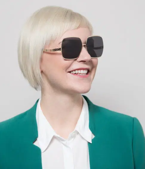 Ic! Berlin Angelina T. Rosé-Gold Sunglasses On Female Model Side View