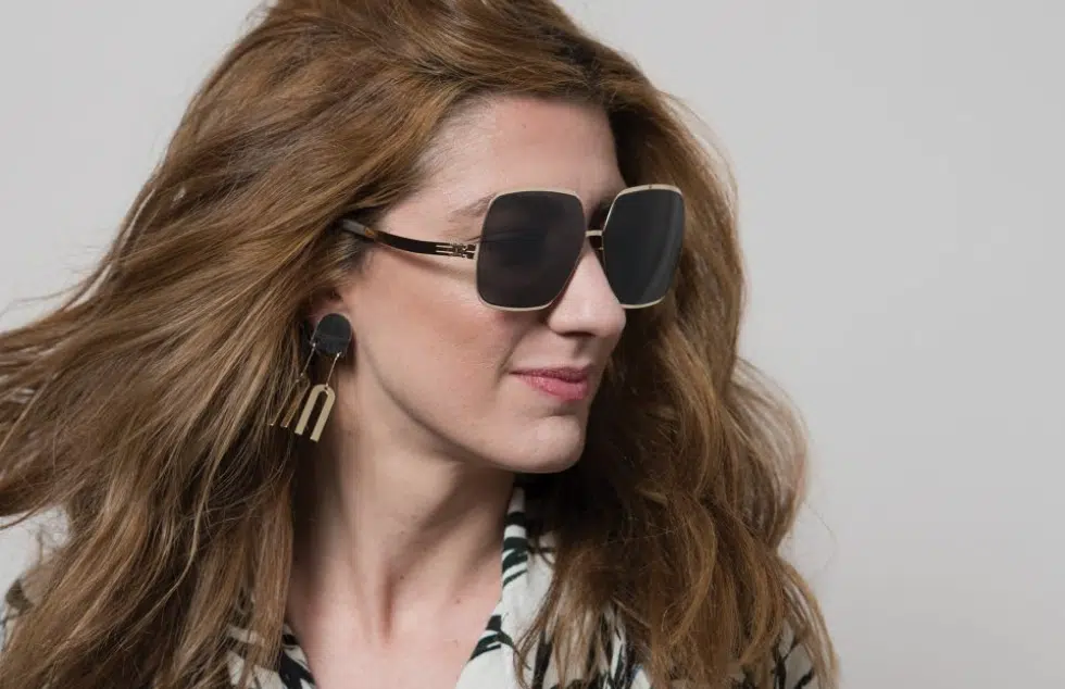 Ic! Berlin Angelina T. Rosé-Gold Sunglasses On Female Model