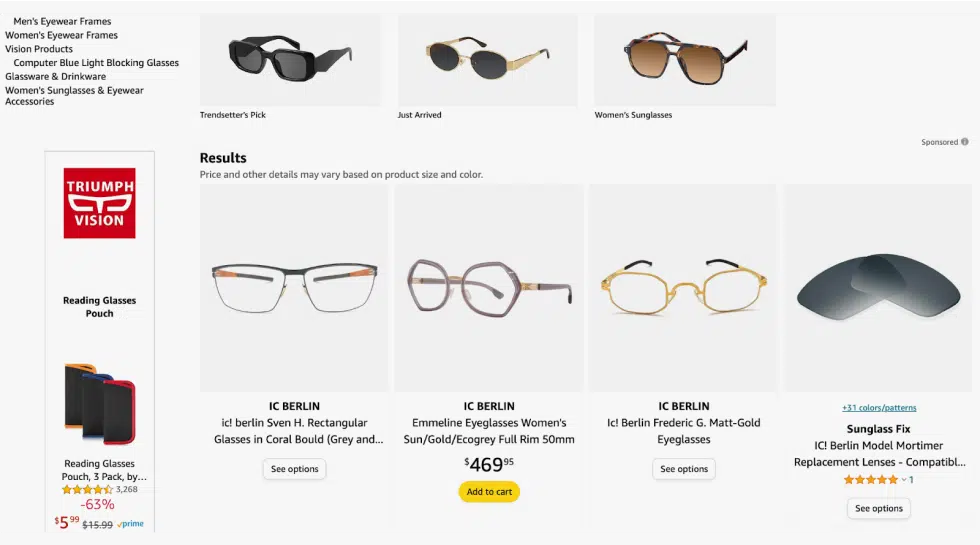 ic! berlin frames on Amazon 
