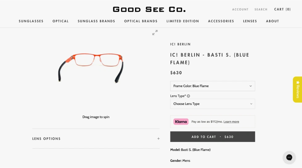 Product page on Good See Co.
