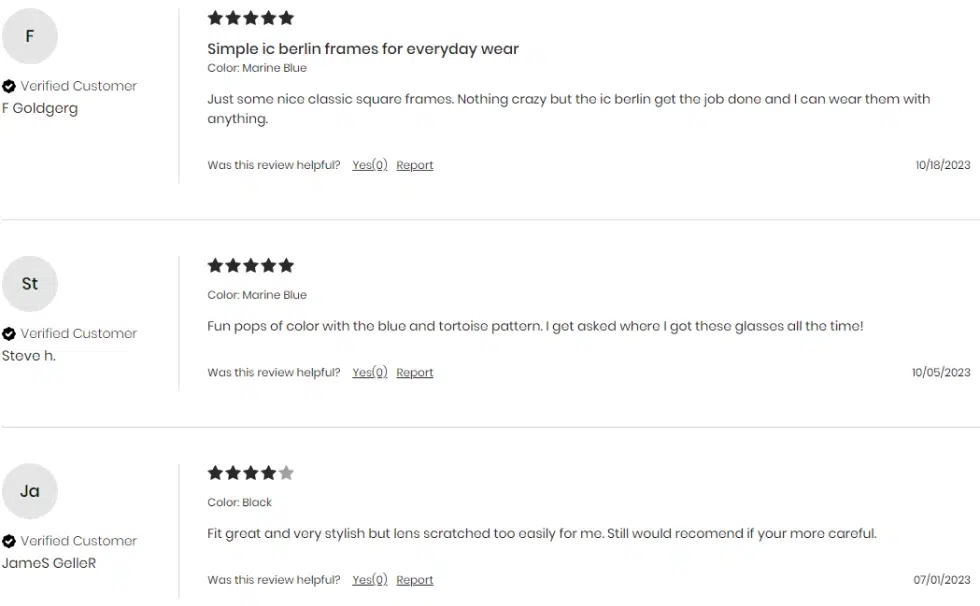 comments on Steve B. sunglasses eyeons page
