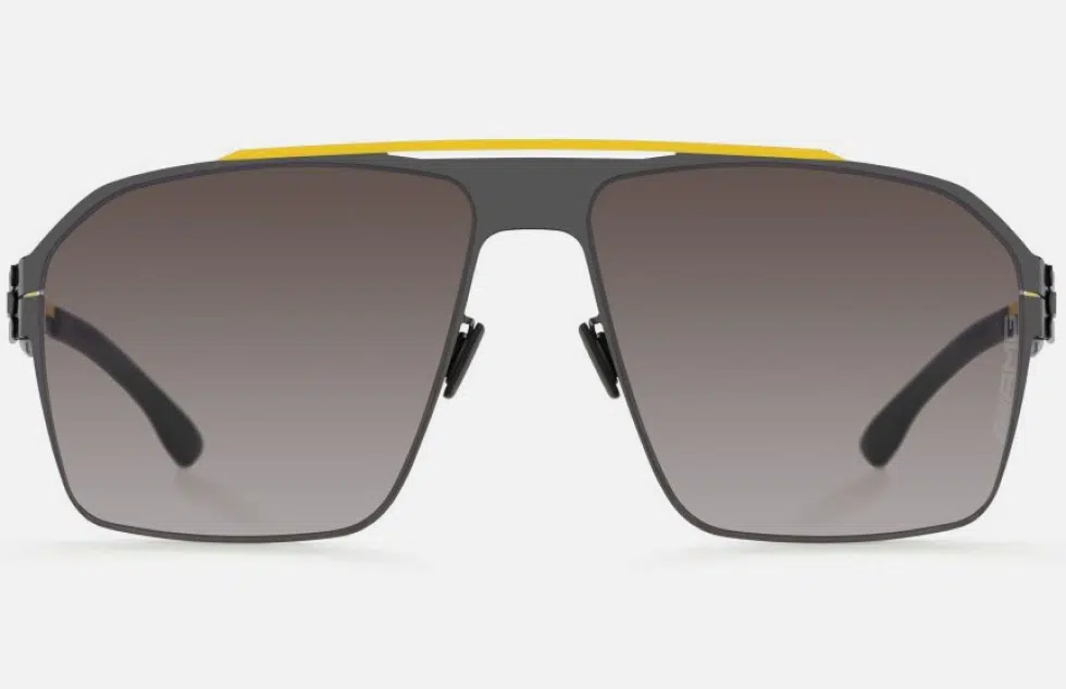 Ic! Berlin AMG 02 Yellow Bridge-Gun-Metal Sunglasses Front View