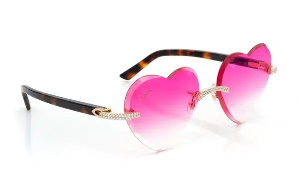 Cartier pink heart diamond glasses