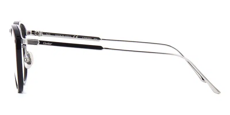 Black/Gunmetal Première De Cartier eyeglasses side view