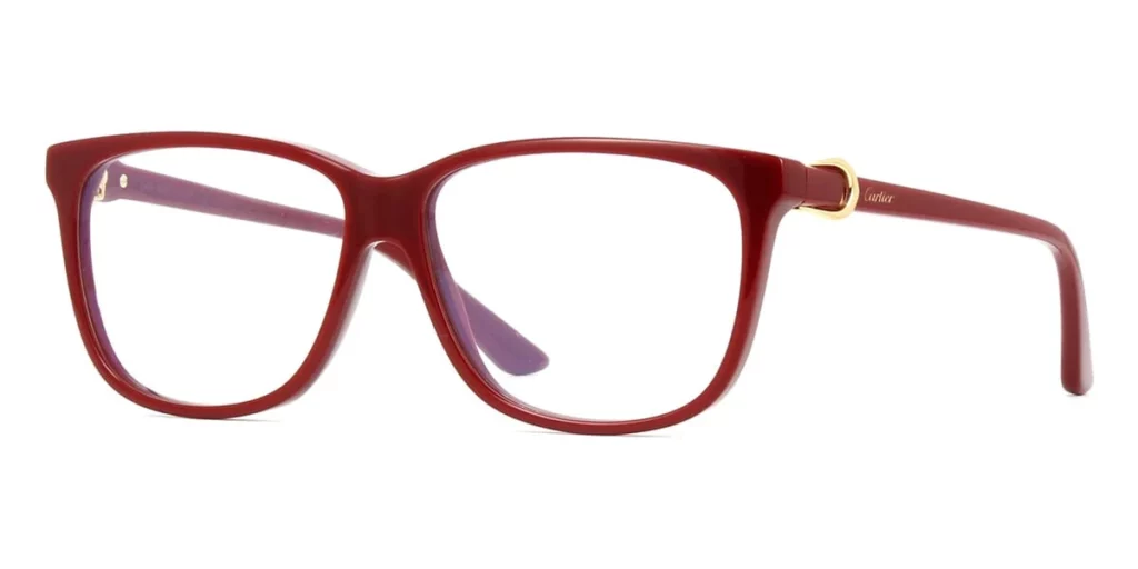 Red eyeglasses by Cartier for women