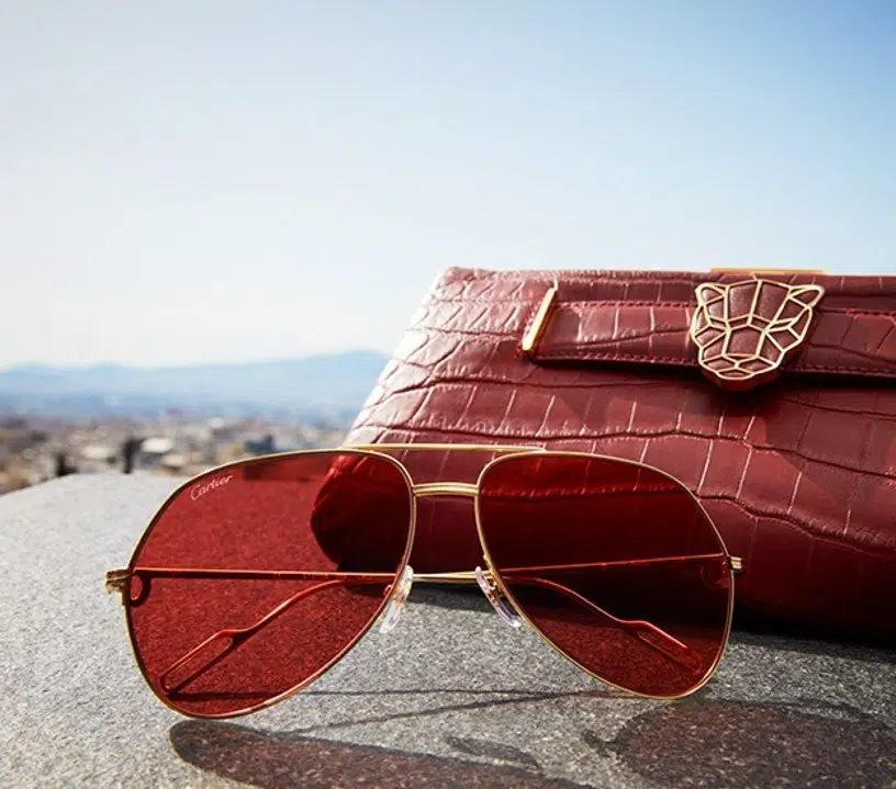 Eye-catching aviator red shades by Cartier
