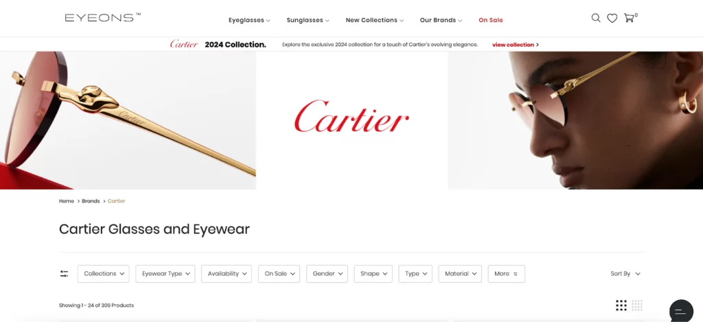 EyeOns Cartier authorized dealer (screenshot)