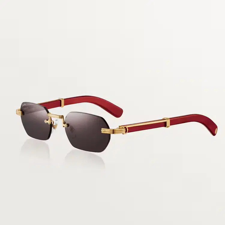 Wood Cartier sunnies with red temples