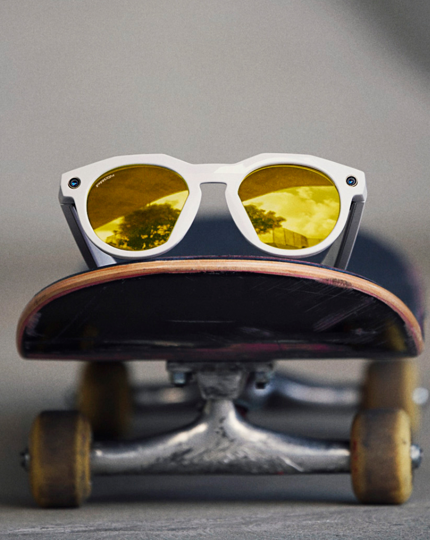 Oakley glasses on skateboard