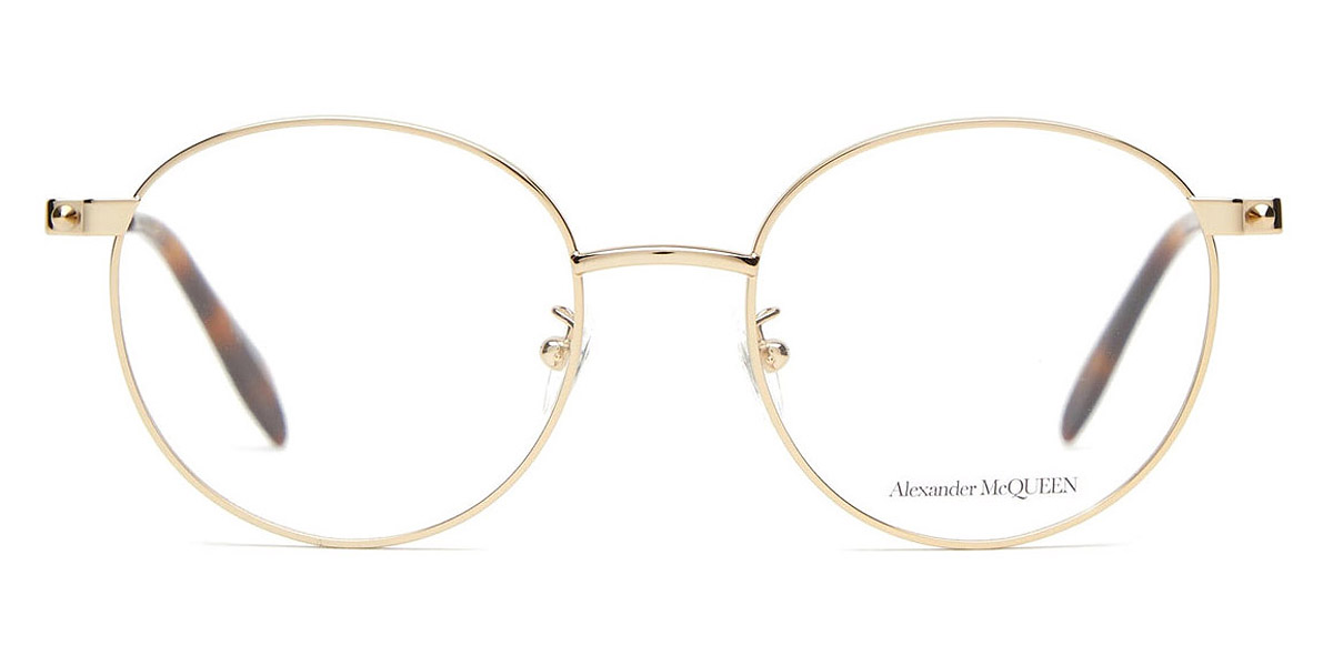 ALEXANDER MCQUEEN ラウントフレムメカネ AM0502O 002 Alexander McQueen AM0268O 002 Eyeglasses Women's Gold Full