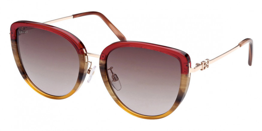 Bally™ BY0088-D 71T 58 - Transparent Burgundy/Havana/Honey Gradient with Rose Gold