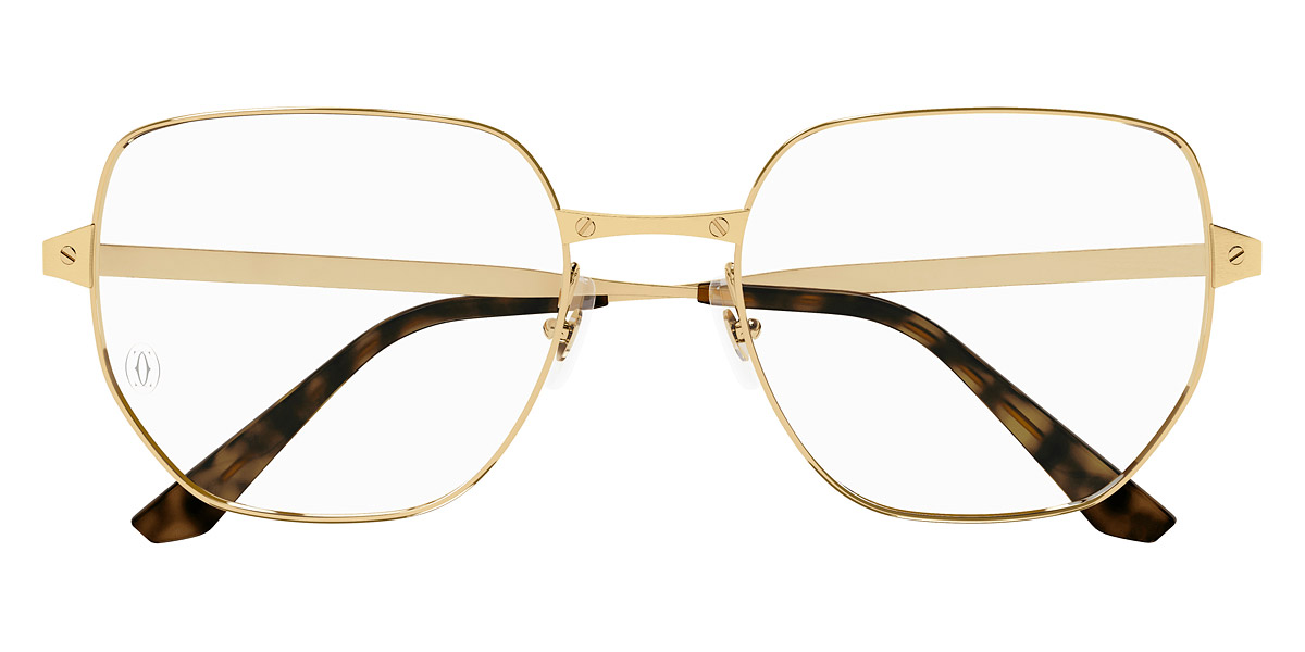 CARTIER ヘキサコンフレムメカネ CT0339O 001 Cartier CT0339O 001 Shiny Gold Optical Frame - eye-oo.com