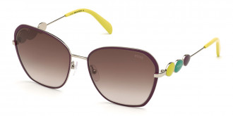 Emilio Pucci™ EP0128 16B 58 - Shiny Palladium/Violet/Neon Green