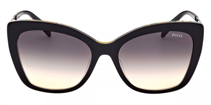 Emilio Pucci™ EP0190 01B 58 - Shiny Bilayer Black & Turquoise Pucci Print/Pale Gold