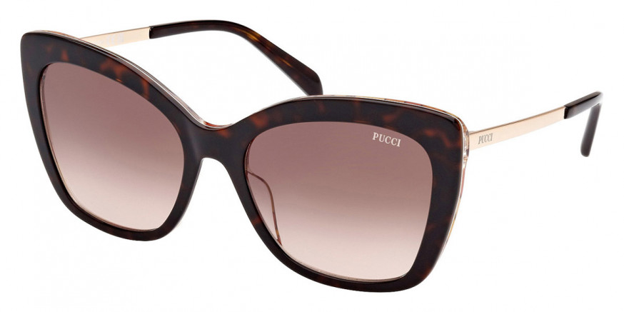 Emilio Pucci™ EP0190 52F 58 - Shiny Bilayer Dark Havana & Pink Pucci Print/Pale Gold