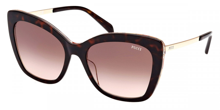 Color: Shiny Bilayer Dark Havana & Pink Pucci Print/Pale Gold (52F) - Emilio Pucci EP019052F58