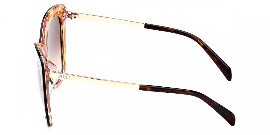 Color: Shiny Bilayer Dark Havana & Pink Pucci Print/Pale Gold (52F) - Emilio Pucci EP019052F58