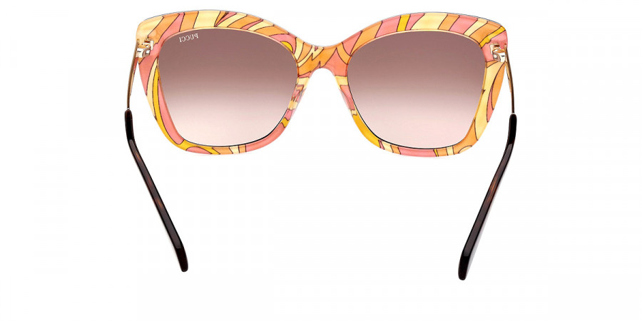 Color: Shiny Bilayer Dark Havana & Pink Pucci Print/Pale Gold (52F) - Emilio Pucci EP019052F58