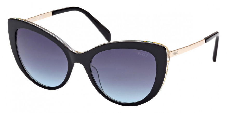 Color: Shiny Bilayer Black & Turquoise Pucci Print/Pale Gold (01B) - Emilio Pucci EP019101B56