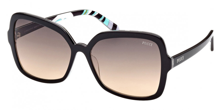 Emilio Pucci™ EP0192 01B 60 - Shiny Bilayer Black and Turquoise Pucci Print