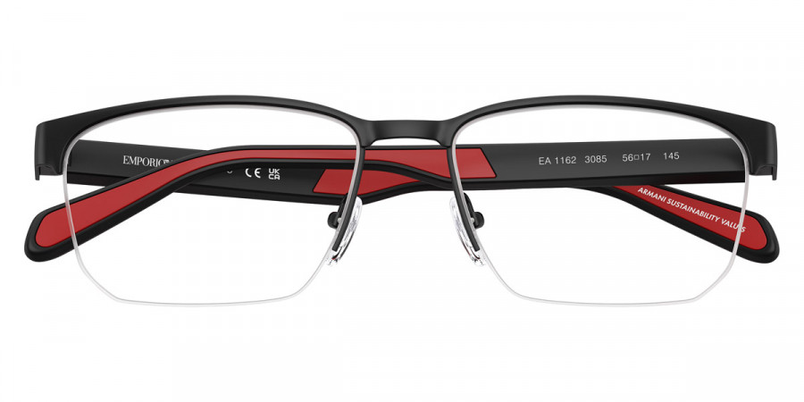 Color: Matte Black/Rubber Red (3085) - Emporio Armani EA1162308556