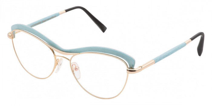 Gold & Wood™ STELA 02 02 54 - Champagne Gold/Light Blue Bird's Eye Maple