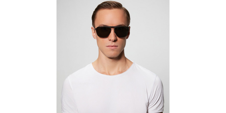 Ic! Berlin AMG 01 Lamelle Raceline-Black Sunglasses On Male Model
