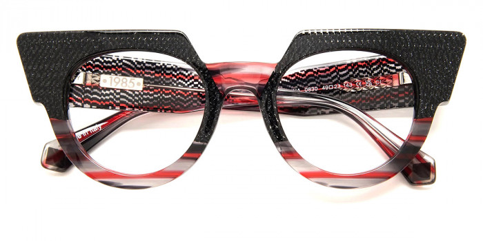 J. F. Rey™ Carolina 0830 49 - Black Geometric/Red Striped