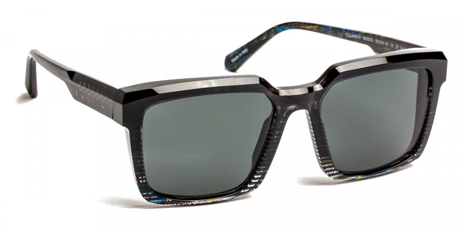 J. F. Rey™ Columbus Sun 0825SOL 55 - Black Striped/Blue Wool