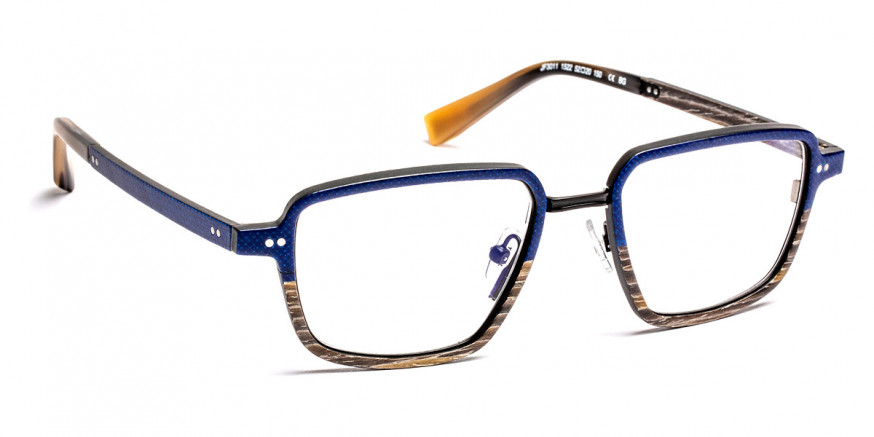 J. F. Rey™ JF3011 1522 52 - Fiber Glasses Blue/Wood/Black