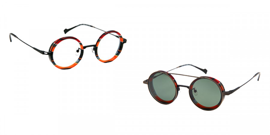 J. F. Rey™ JF3025 B0032 46 - Red Orange Striped/Black