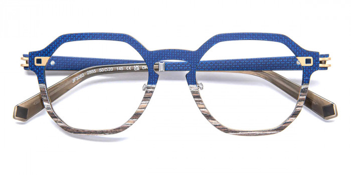 J. F. Rey™ JF3082 2855 50 - Fiber Glasses Blue/Wood/Alu Gold