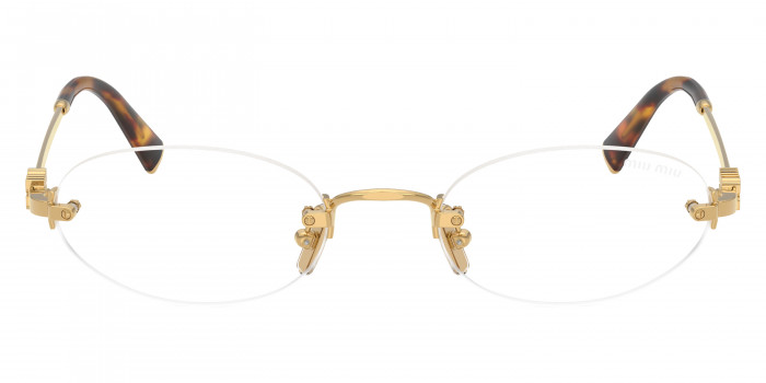 メガネ MiuMiu FW24 Miu Miu - 0MU A54S - 5AK08N (0MU A54S 5AK08N) Miu Miu Logo MU A54S Oval Sunglasses | EyeOns.com