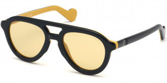 Moncler™ ML0078 05E 52 - Shiny Black and Mustard Brown