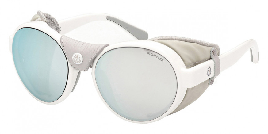 Moncler™ ML0205 Steradian 24D 56 - Shiny White with Light Gray Leather