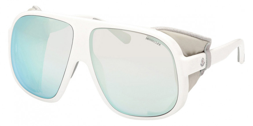 Moncler™ ML0206 Diffractor 24C 66 - Shiny White with Light Gray Leather Blinders