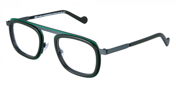 NAONED™ LANVAON 85VA 51 - Dark Green Fluorescent Cercles Grooves and Solid Army Red Inserts/Dark Green