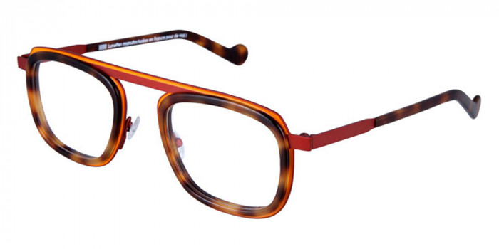 NAONED™ LANVAON 67B 51 - Matte Bright Yellow Cercles Grooves and Tortoiseshell Inserts/Matte Brick Orange