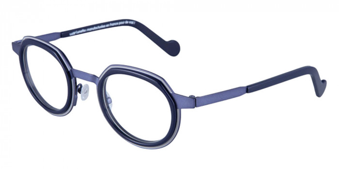 NAONED™ DOELAN 59BM 46 - Matte Bright Gray Cercles Grooves and Solid Navyblue Inserts/Matte Blue